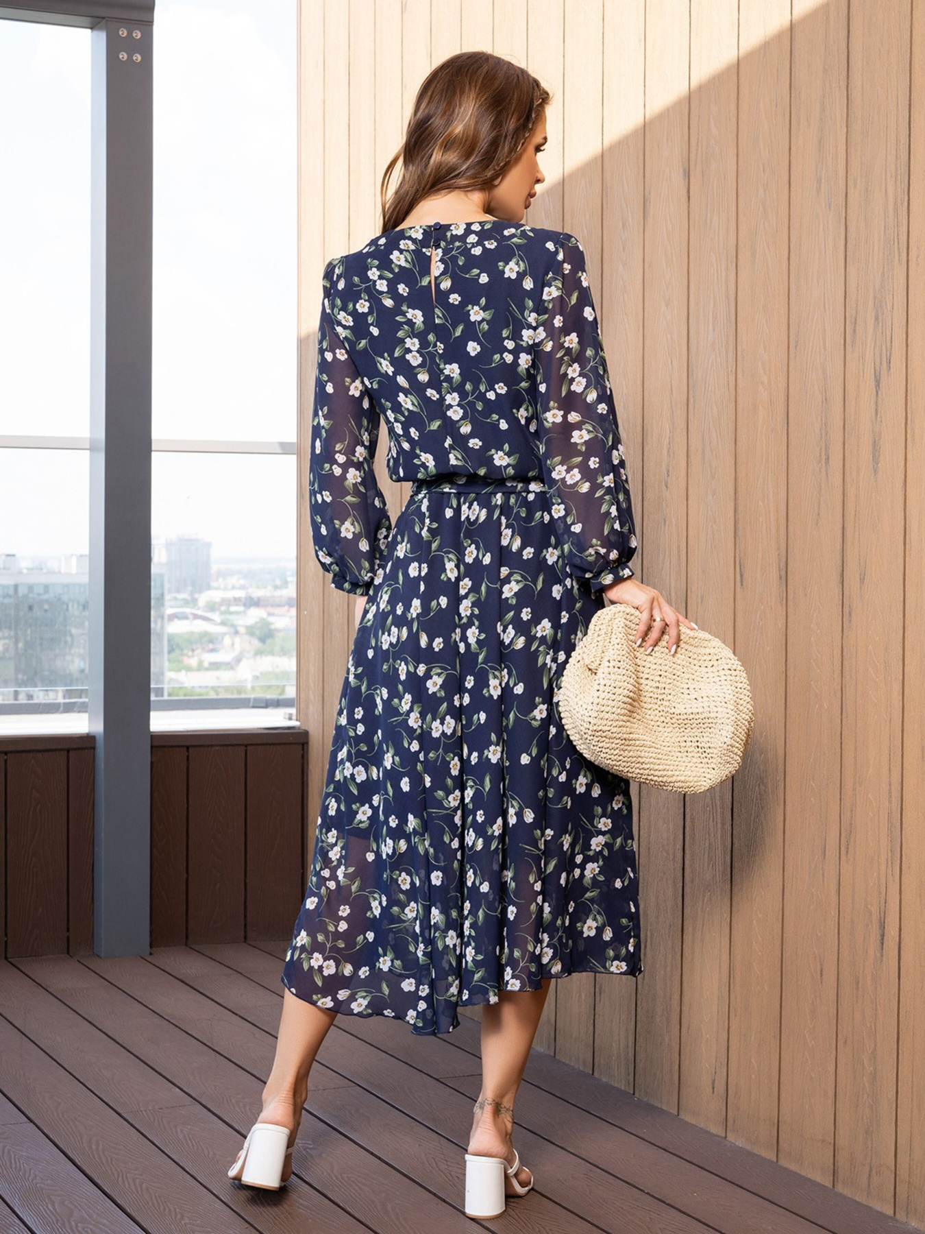 Сукня міді ISSA Plus модель 14106_blue Фото