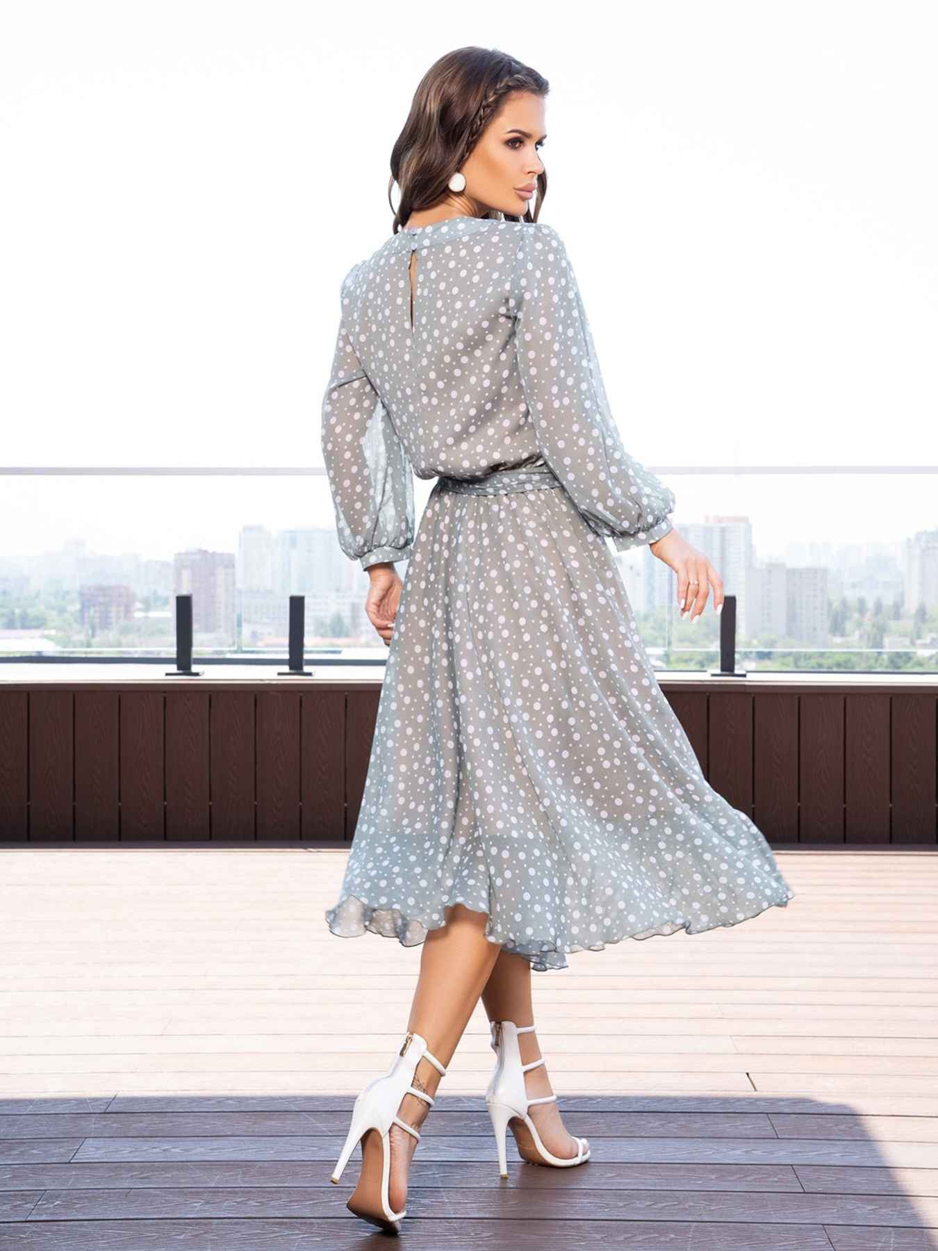 Платье миди ISSA Plus модель 14108_olive Фото