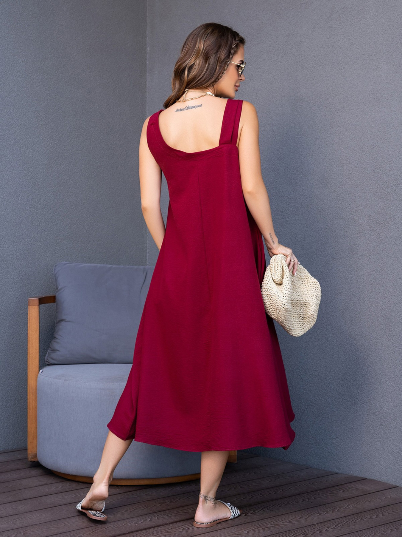 Сарафан ISSA Plus модель 14123_burgundy Фото