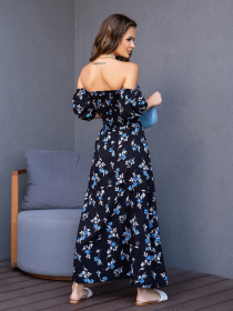 Сукня максі ISSA Plus модель SA-252_blackblue Фото