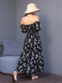 Платье макси ISSA Plus модель SA-252_blackyellow Платье макси ISSA Plus модель SA-252_blackyellow Фото