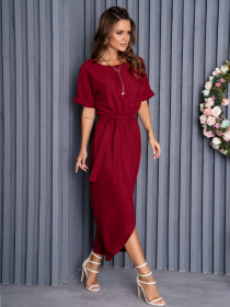 Сукня міді ISSA Plus модель 13936_burgundy Фото