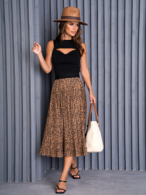 Юбка миди ISSA Plus модель 14126_brown Фото