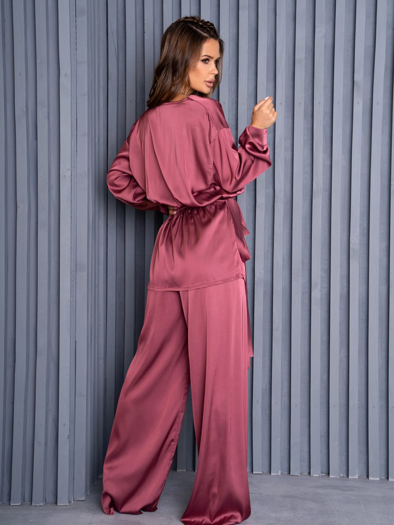 Повседневный костюм ISSA Plus модель 14129_darkpink Фото