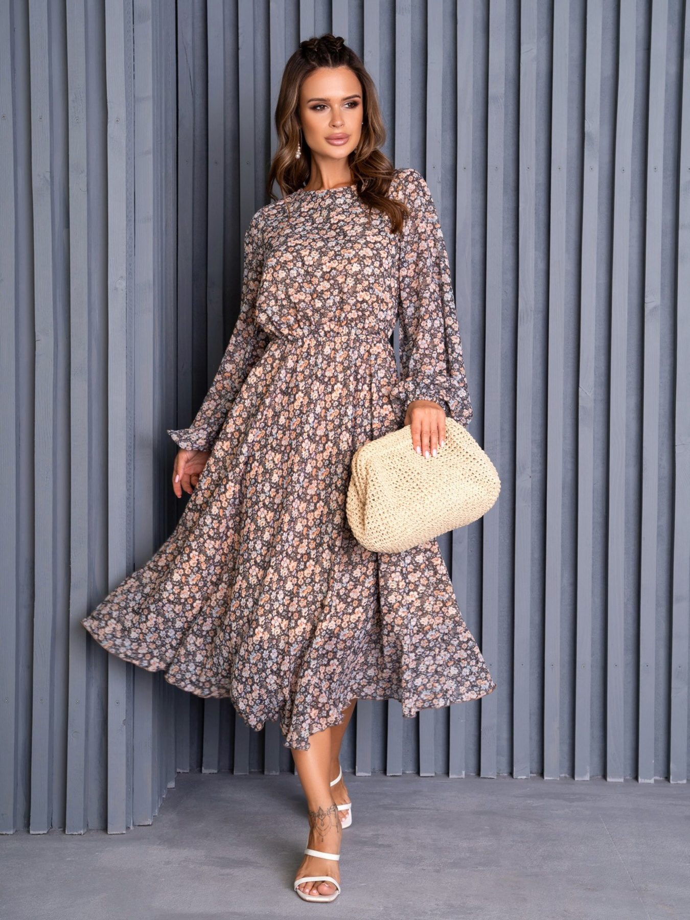 Сукня міді ISSA Plus модель 14134_multicolor Фото