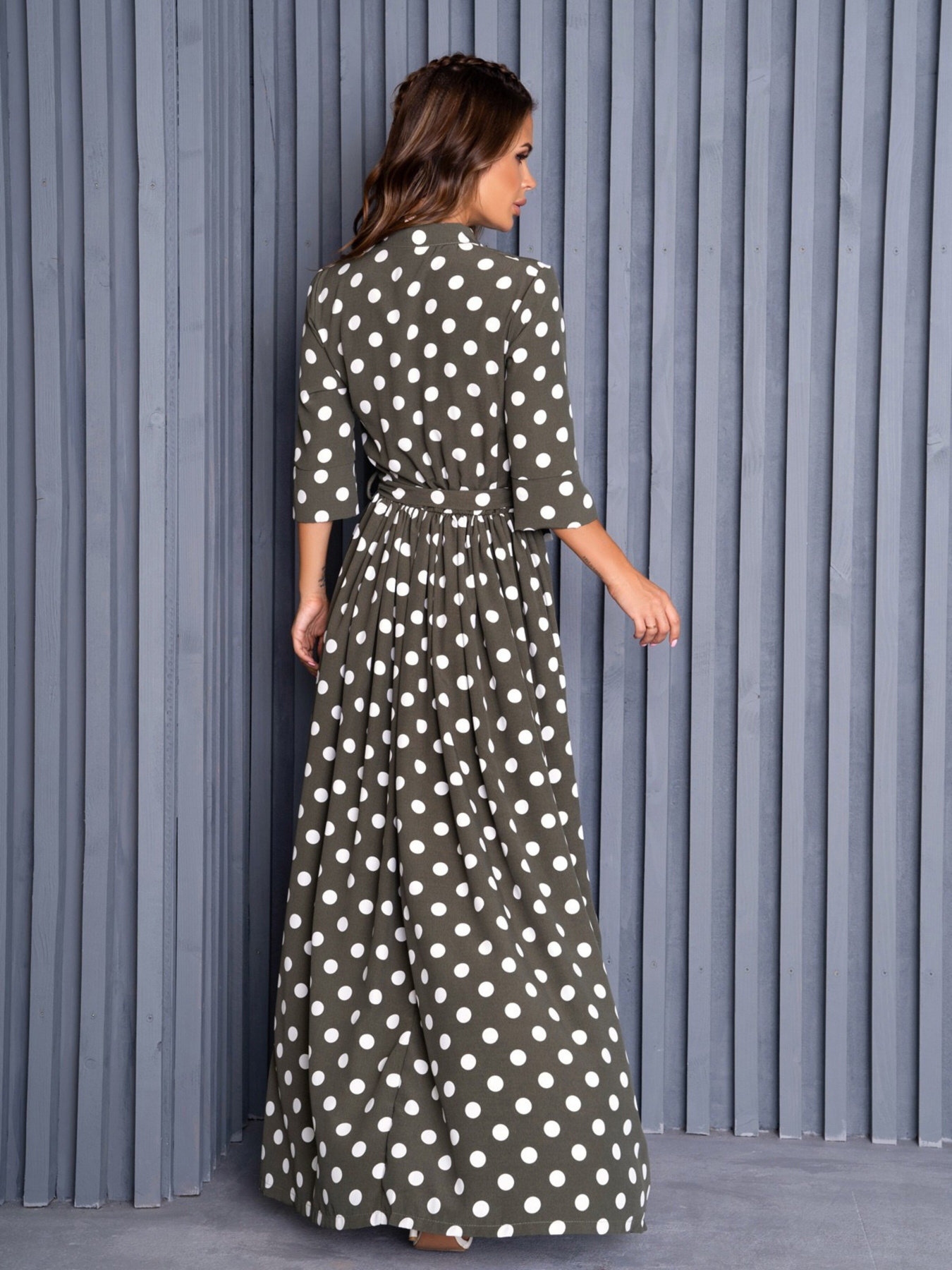 Сукня максі ISSA Plus модель 14141_khaki Фото