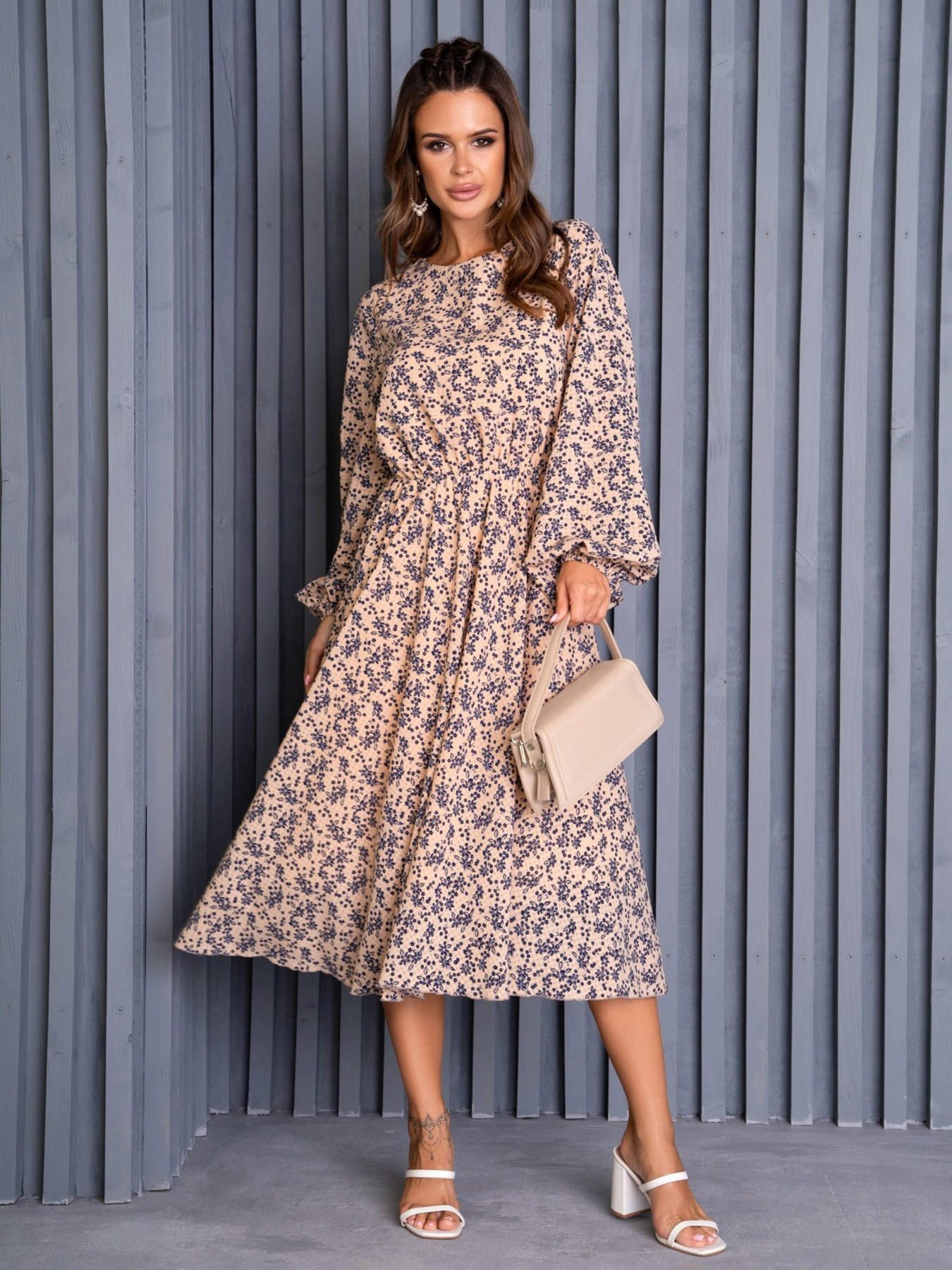 Платье миди ISSA Plus модель 14131_beige Фото