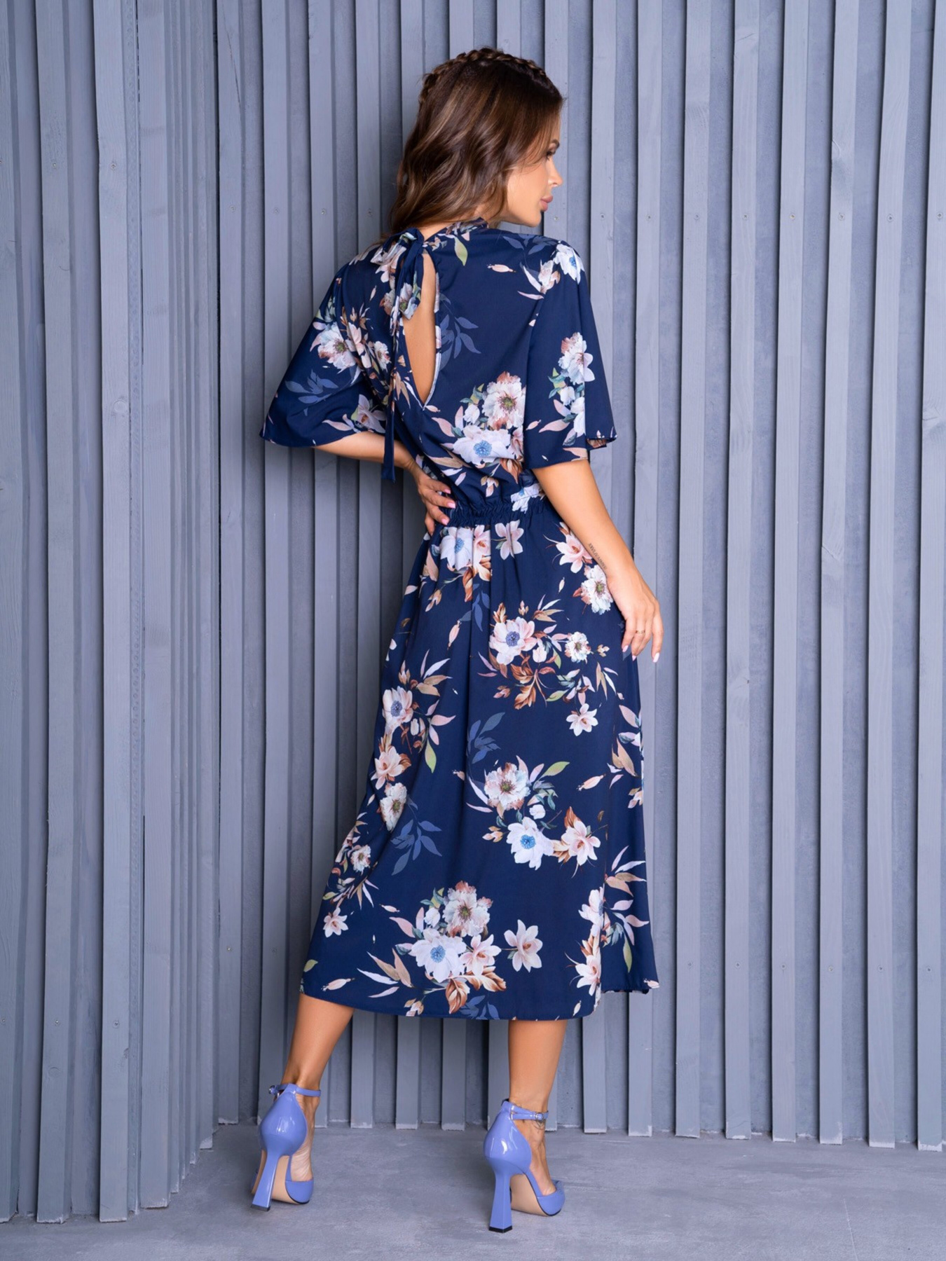 Платье миди ISSA Plus модель SA-459A_blue Фото