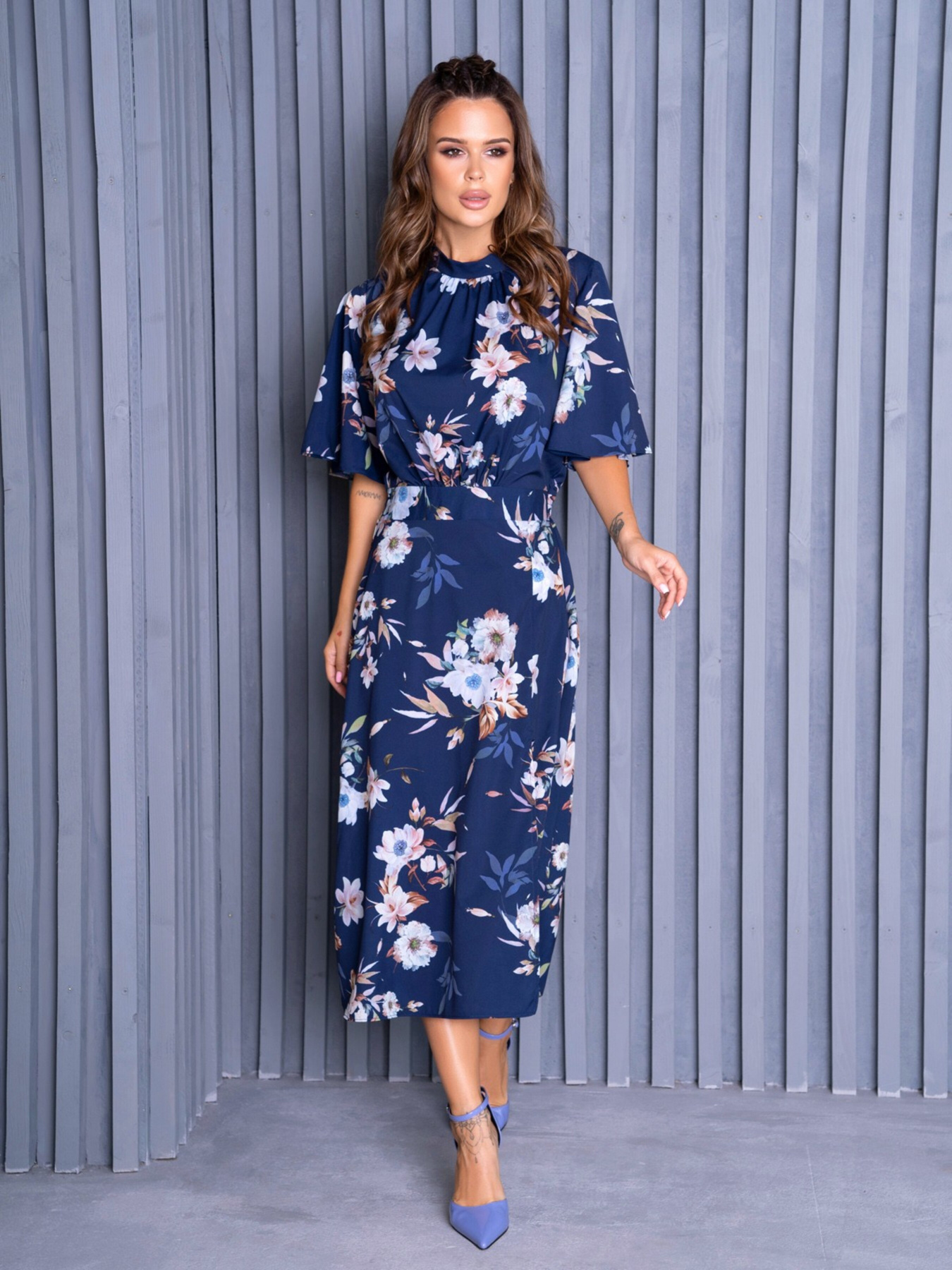 Сукня міді ISSA Plus модель SA-459A_blue Фото