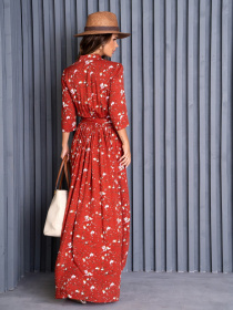 Платье макси ISSA Plus модель 14145_terracotta Фото