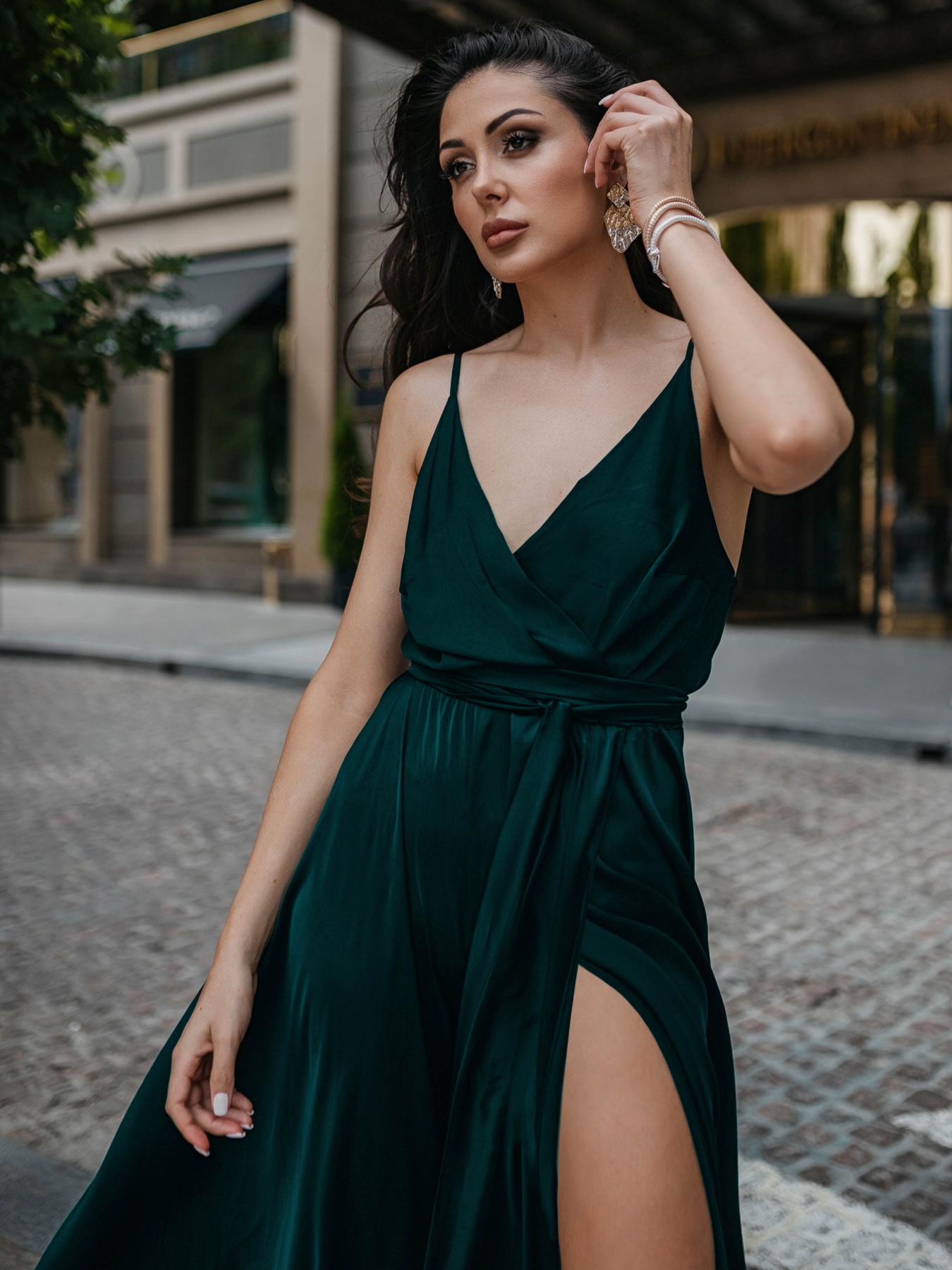 Платье макси Jadone Fashion модель Suknya_Bonsi_smaragd Фото