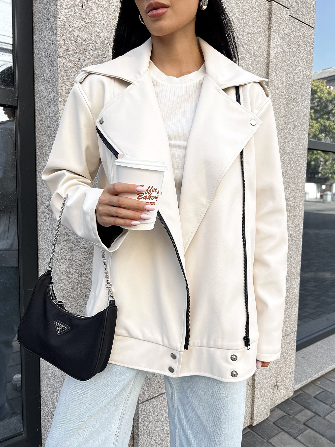 Куртка кожаная Jadone Fashion модель Kurtka_Derbi_bila Фото