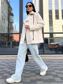 Шкіряна куртка Jadone Fashion модель Kurtka_Derbi_bila Фото