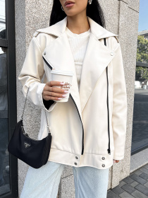 Шкіряна куртка Jadone Fashion модель Kurtka_Derbi_bila Фото