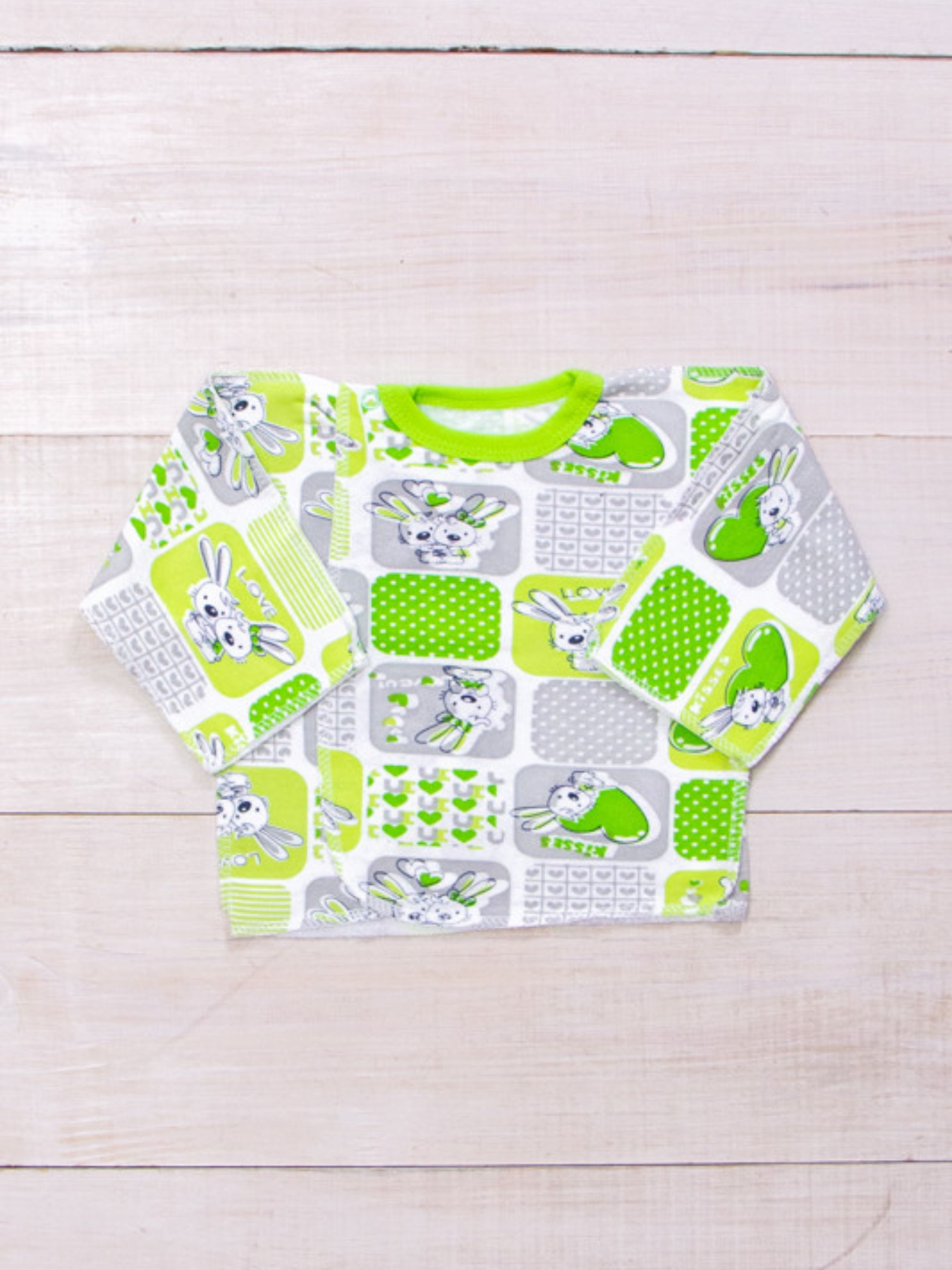 Сорочка повсякденна Носи своє модель 9686-024-5-zajchiki-kvadrat-salatovij Фото