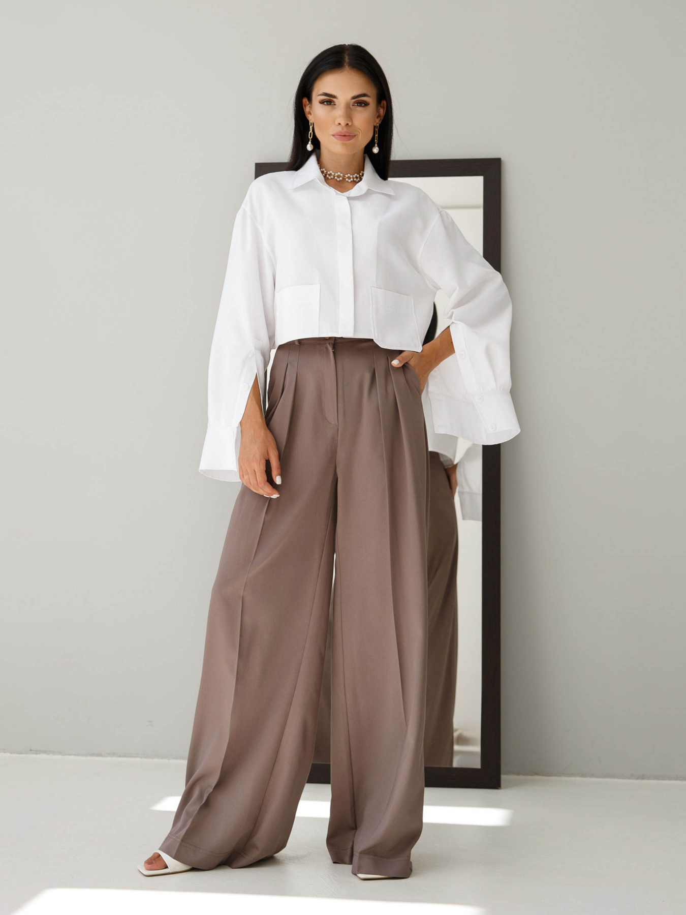 Штани палаццо Jadone Fashion модель Bryuky_Dzhyl_korychnevyy Фото