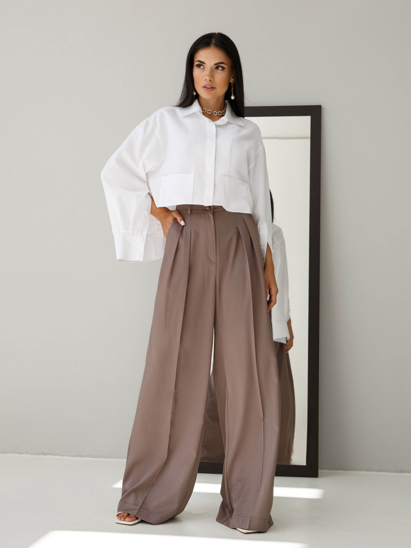 Палаццо Jadone Fashion модель Bryuky_Dzhyl_korychnevyy Фото