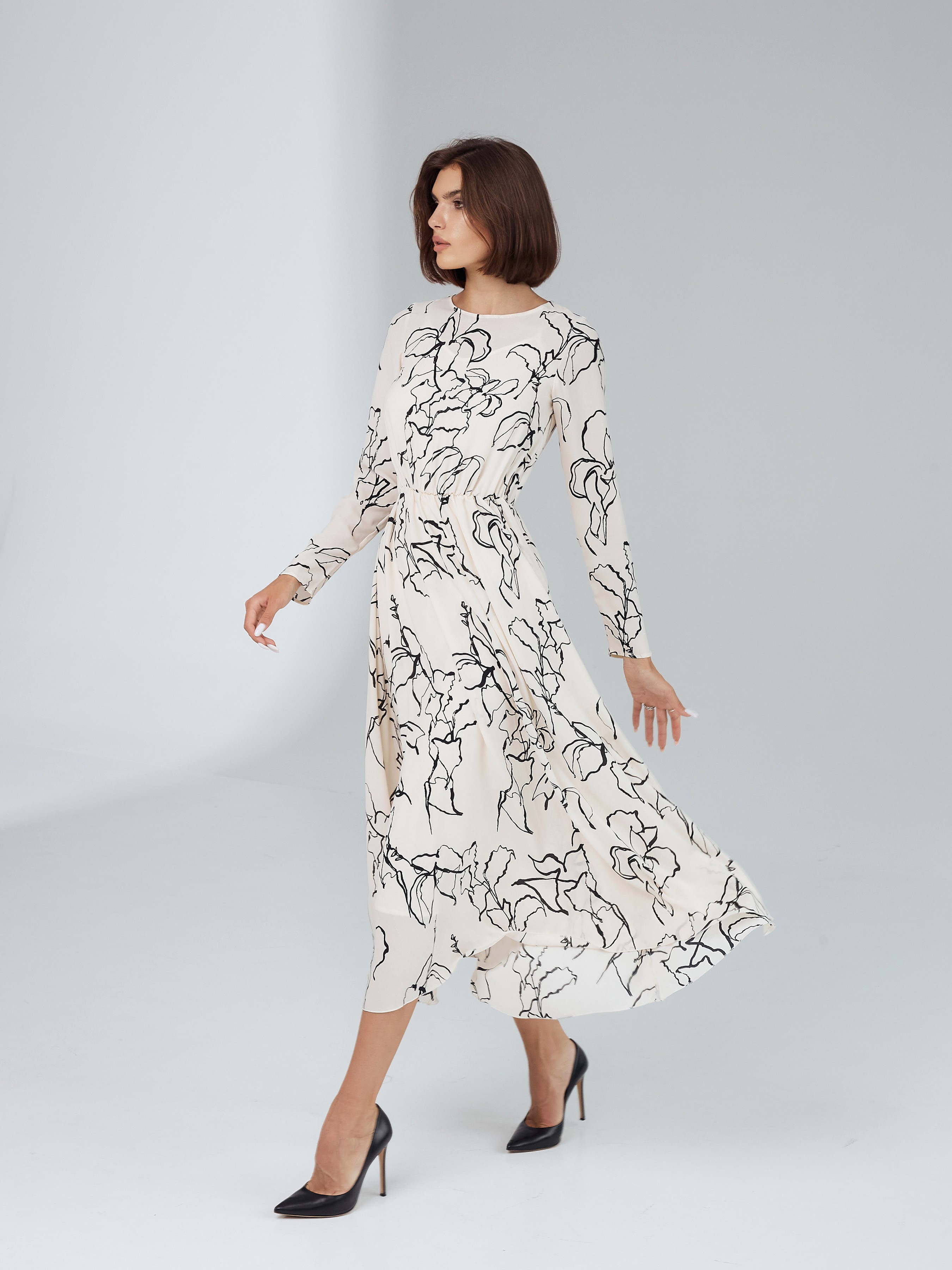 Жіноча Сукня міді Anais Gose Avalanche (dress.midi.avalanche.milky.001) колір білий, матеріал поліестер