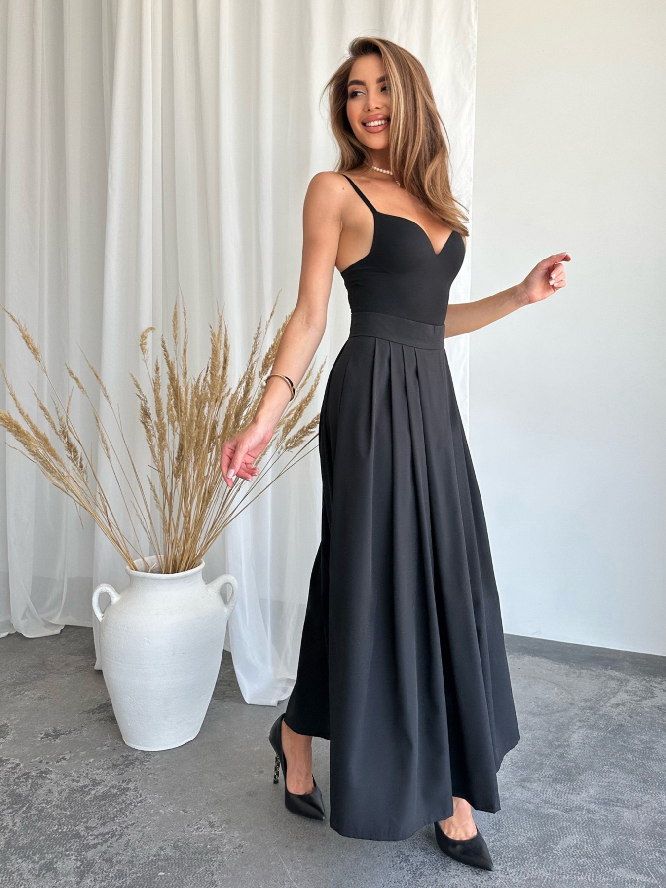 Юбка макси ISSA Plus модель 12572_black Фото