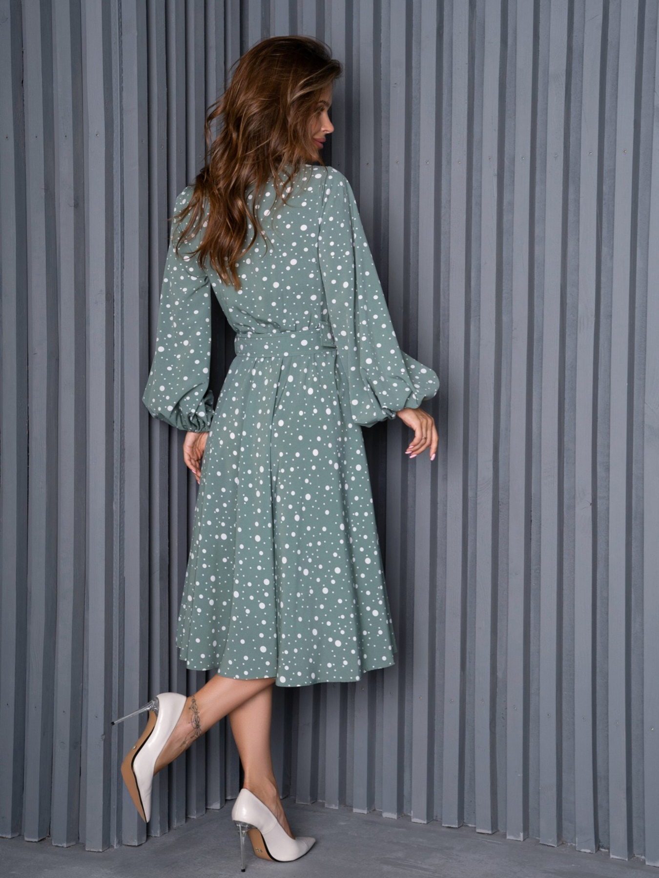 Платье миди ISSA Plus модель 12878_olive Фото