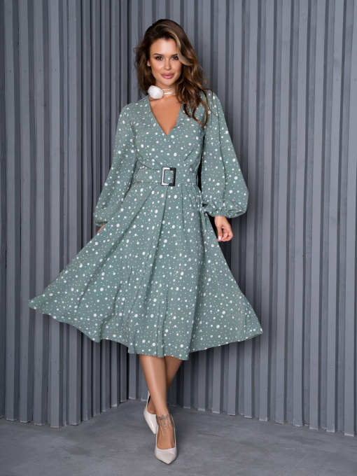 Сукня міді ISSA Plus модель 12878_olive Фото