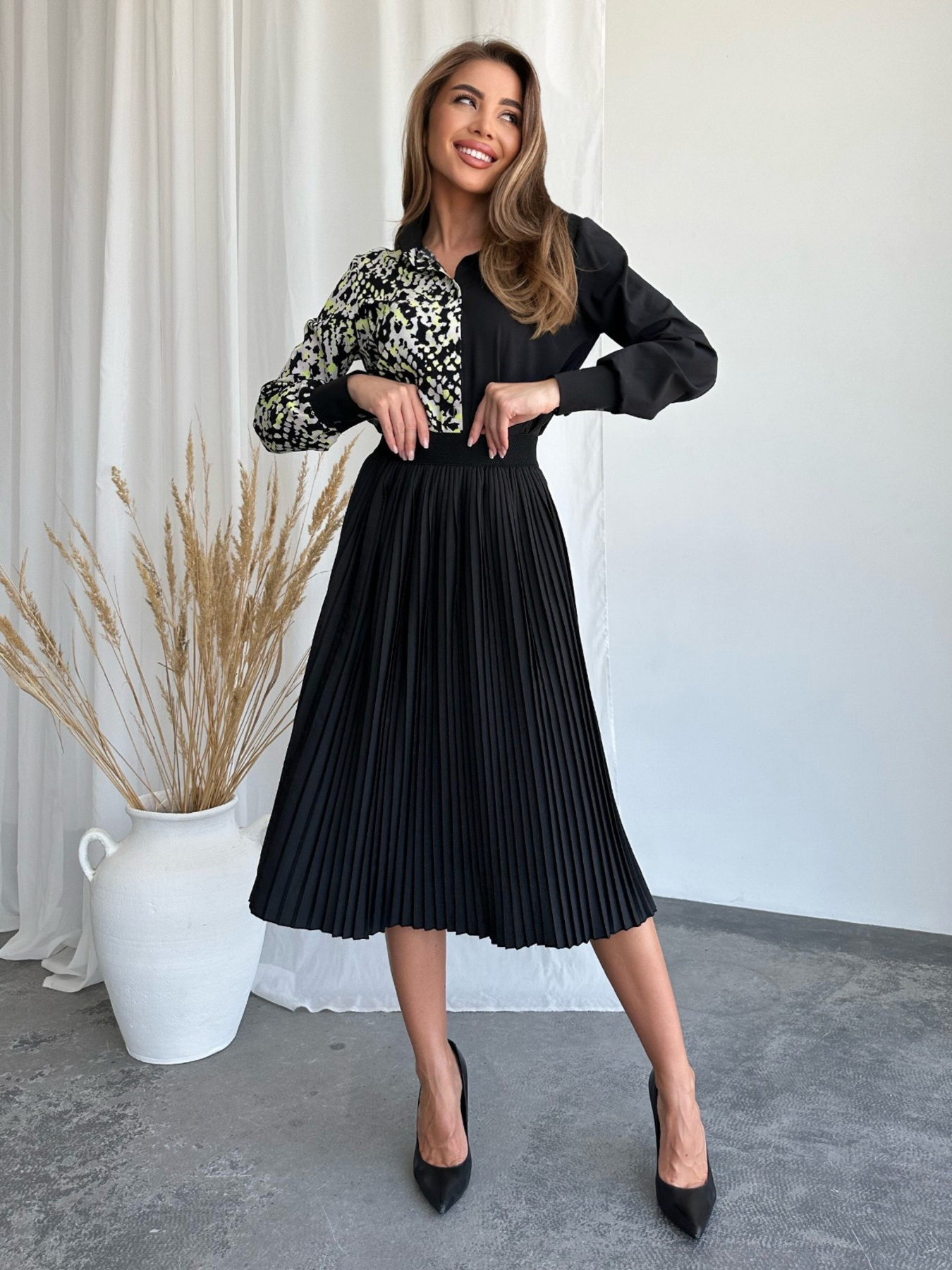 Спідниця міді ISSA Plus модель 13263_black Фото