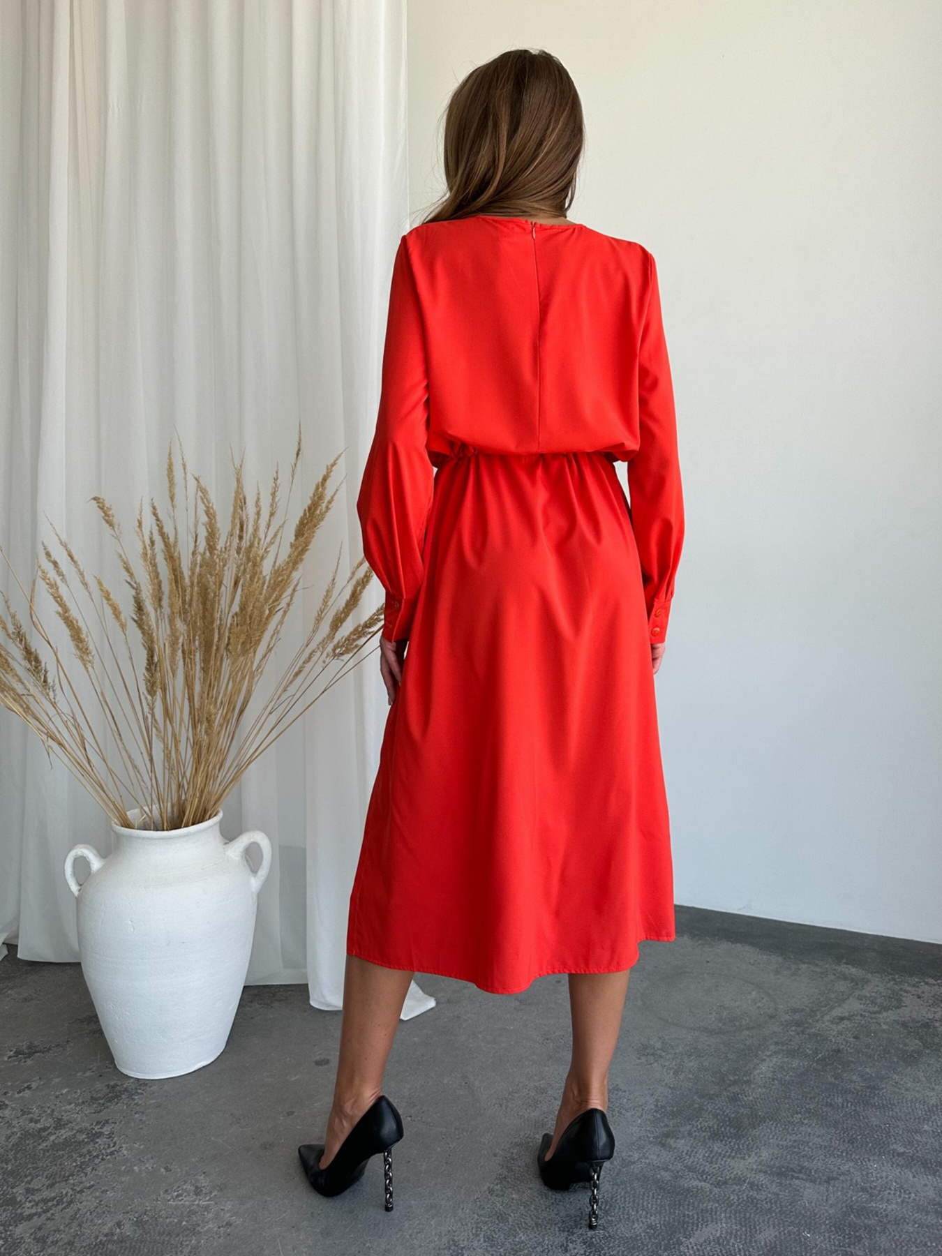 Сукня міді ISSA Plus модель 13792_coral Фото