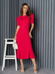 Платье миди ISSA Plus модель 14152_crimson Фото
