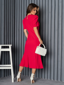 Платье миди ISSA Plus модель 14152_crimson Платье миди ISSA Plus модель 14152_crimson Фото