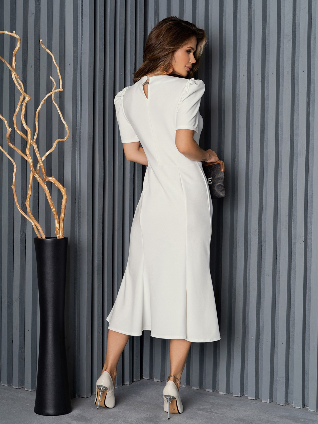 Сукня міді ISSA Plus модель 14152_milky Фото