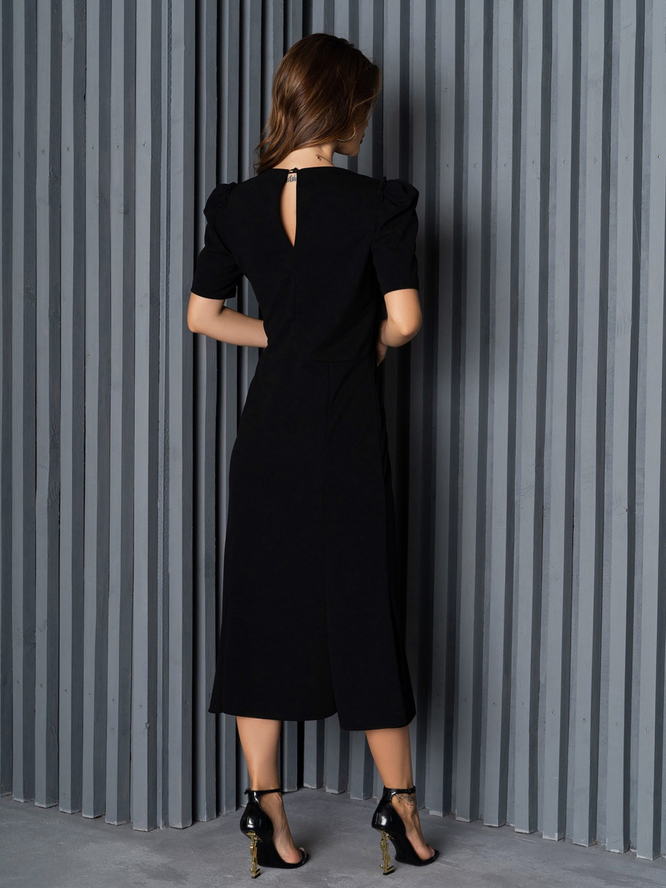 Платье миди ISSA Plus модель 14152_black Платье миди ISSA Plus модель 14152_black Фото