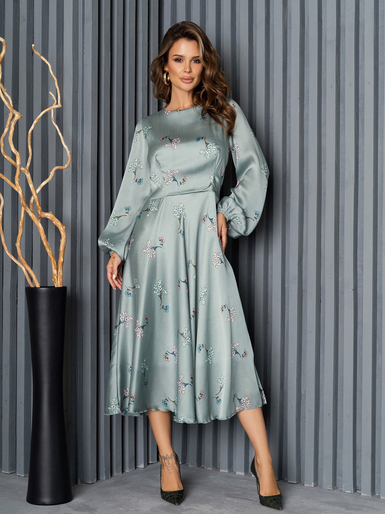 Сукня міді ISSA Plus модель 14161_olive Сукня міді ISSA Plus модель 14161_olive Фото