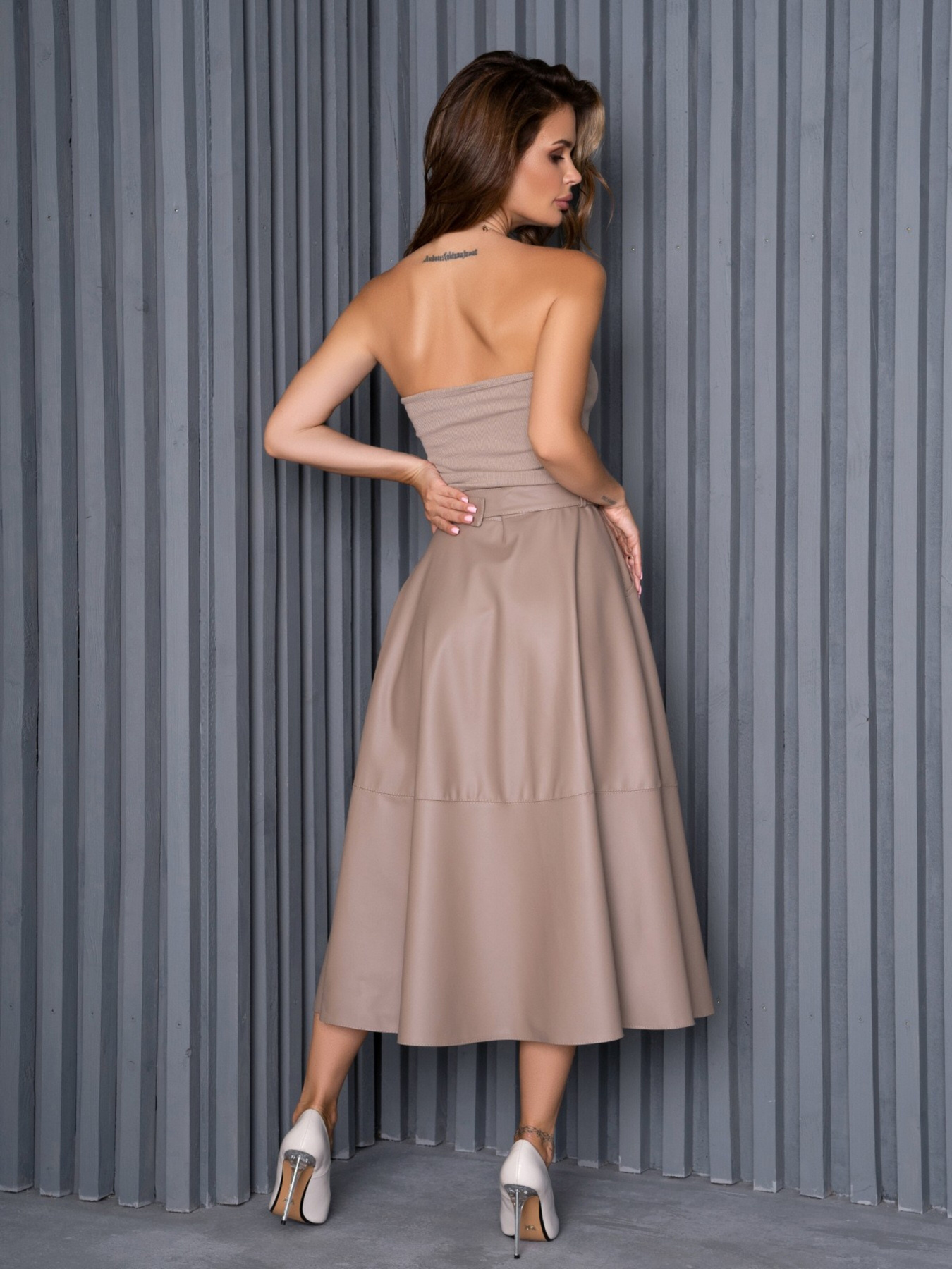 Юбка миди ISSA Plus модель 14162_коричневый Фото