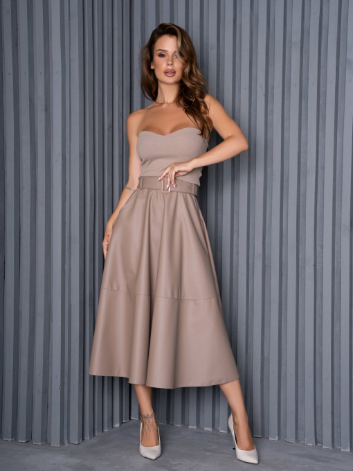 Спідниця міді ISSA Plus модель 14162_коричневый Фото