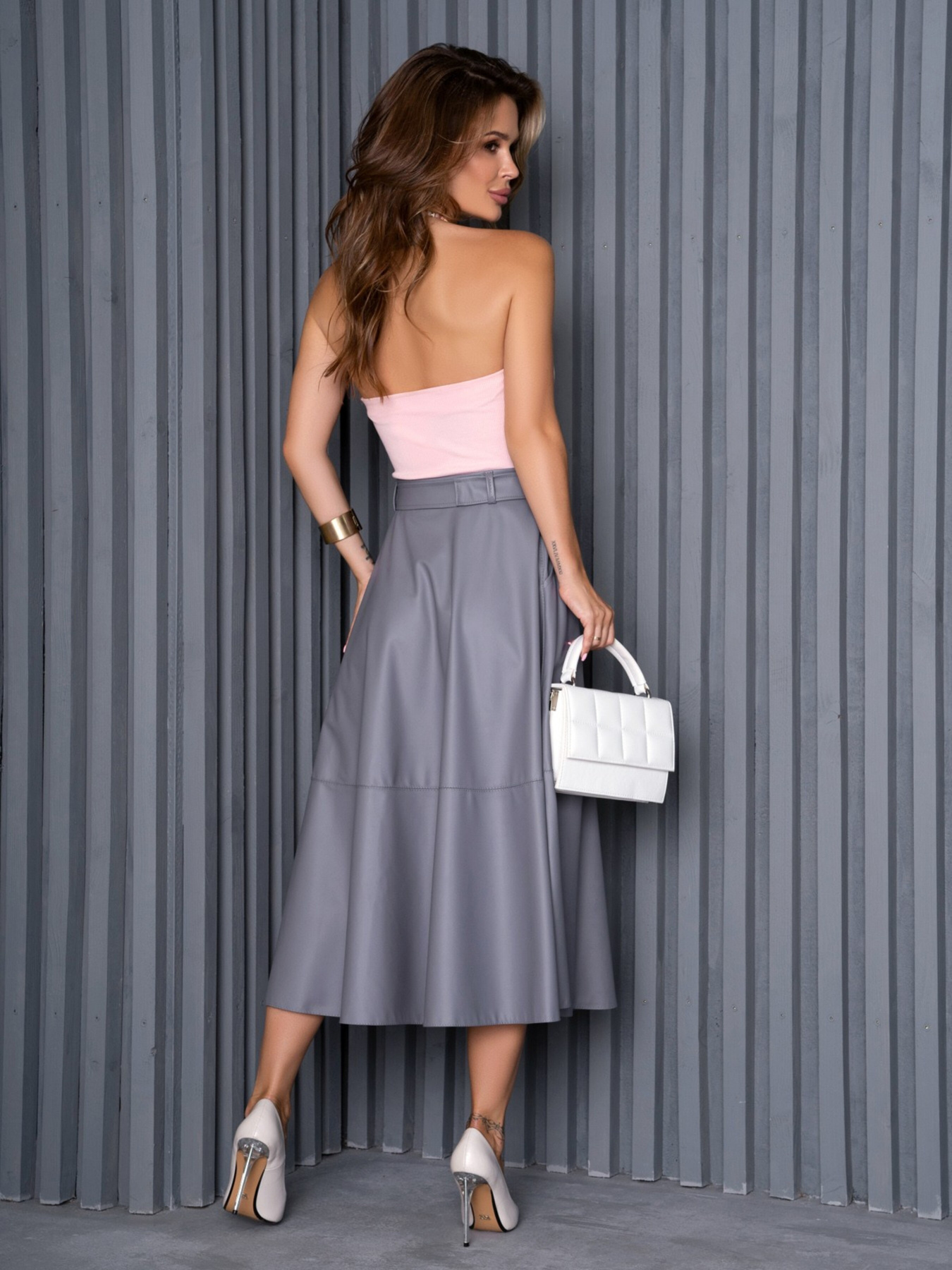 Юбка миди ISSA Plus модель 14162_grey Фото