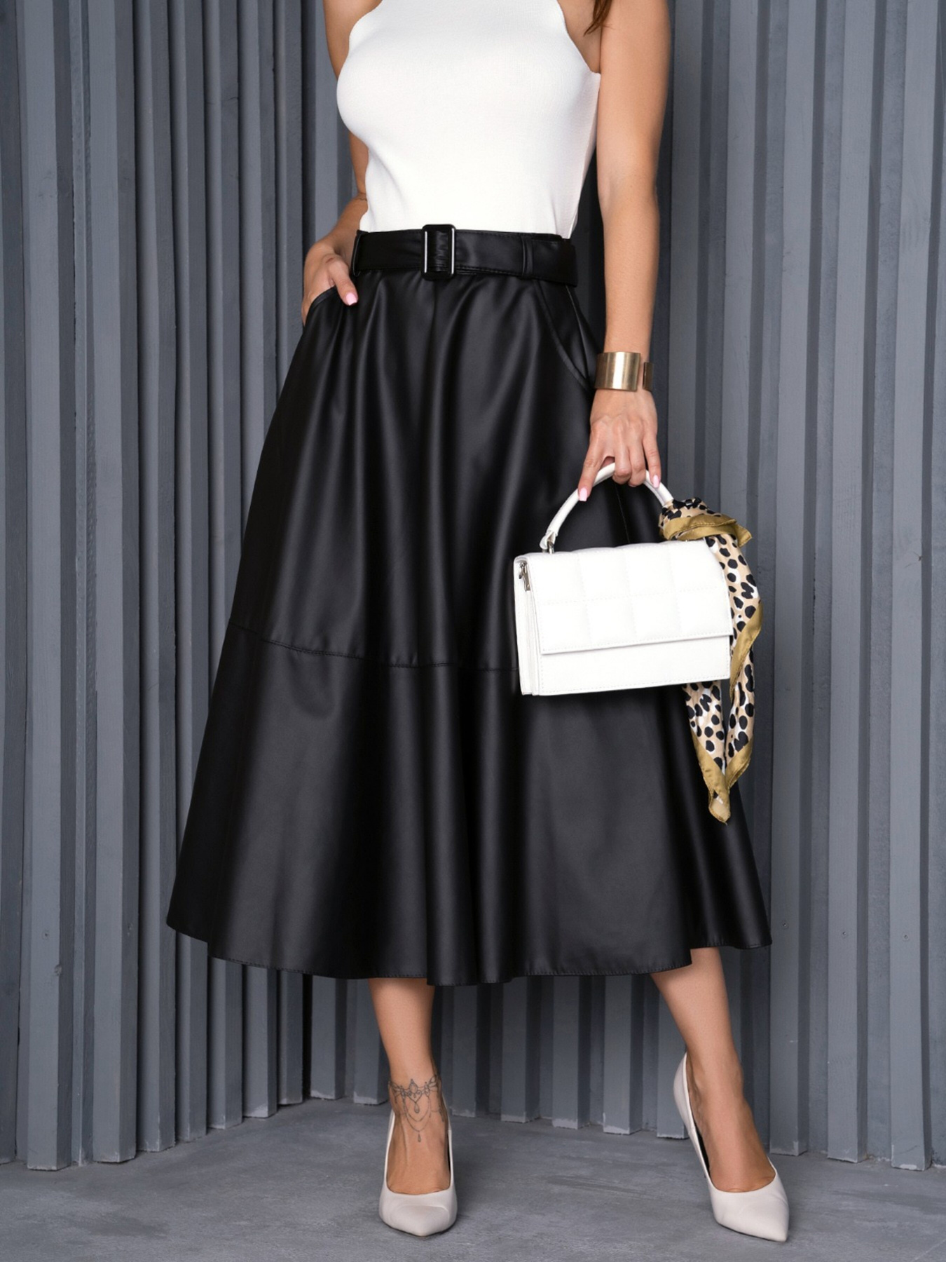 Спідниця міді ISSA Plus модель 14162_черный Спідниця міді ISSA Plus модель 14162_черный Фото