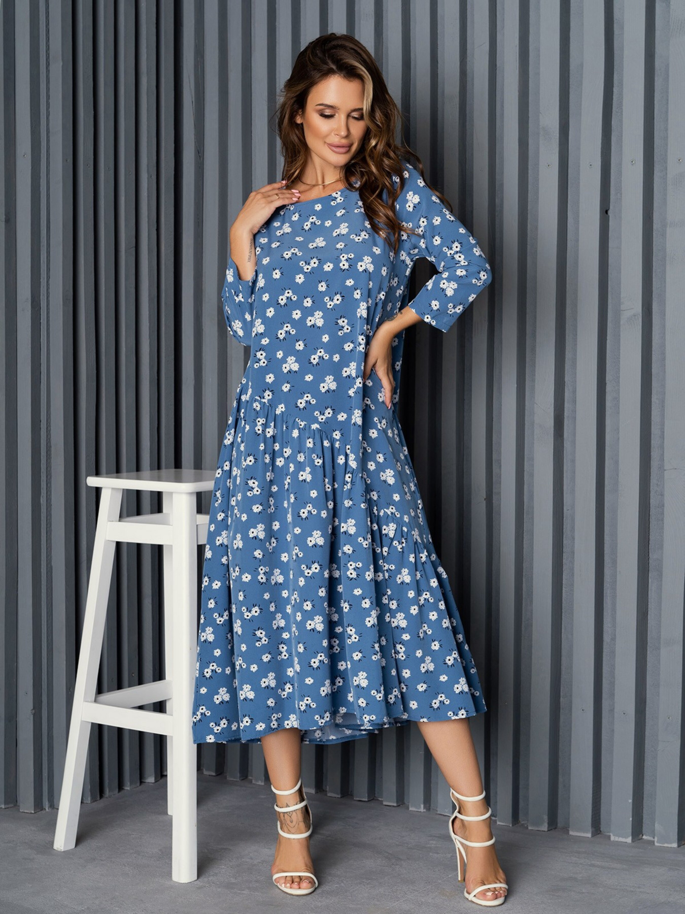 Платье миди ISSA Plus модель 14165_blue Фото