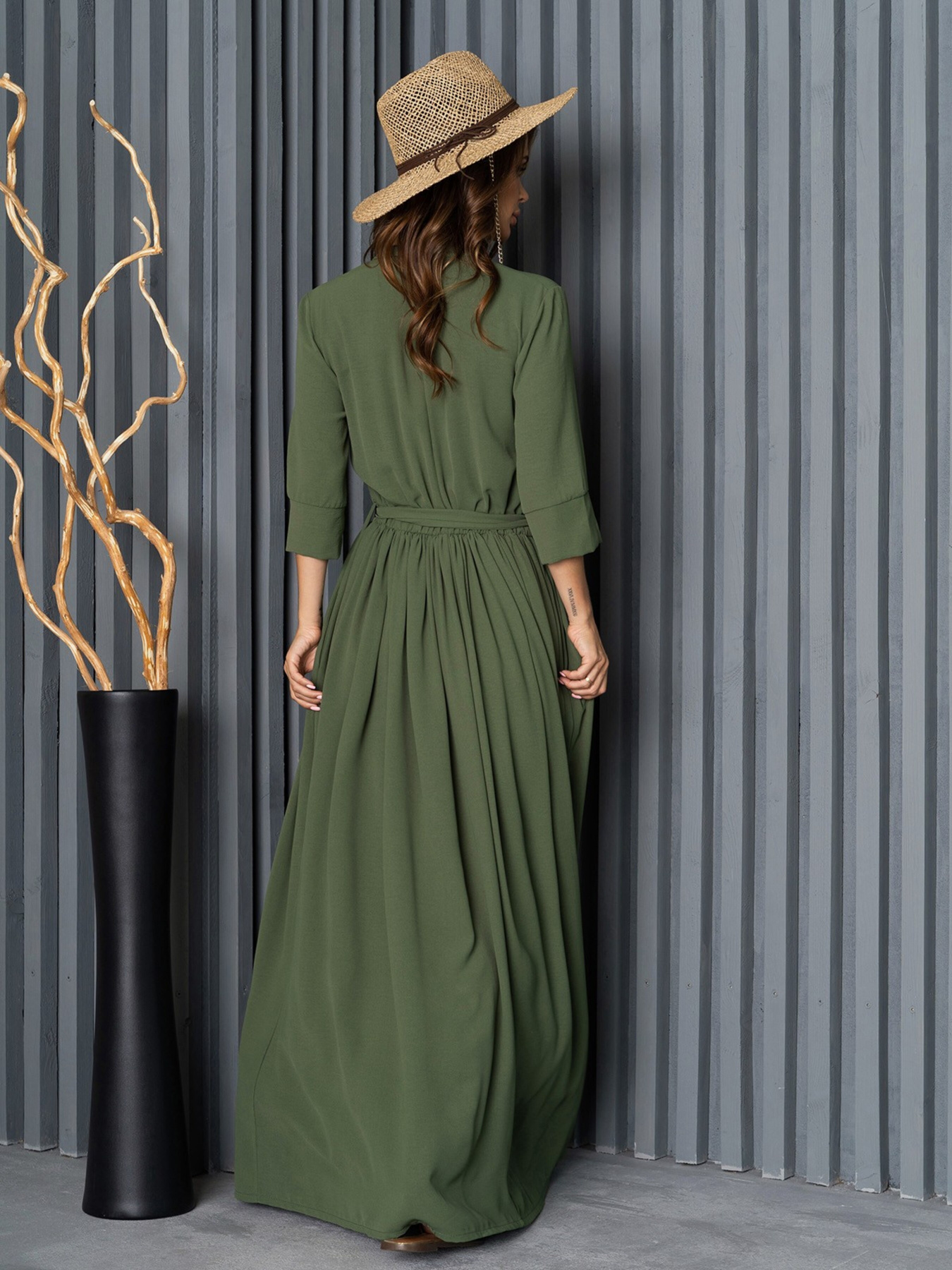 Платье макси ISSA Plus модель 14186_khaki Фото