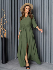 Платье макси ISSA Plus модель 14186_khaki Фото