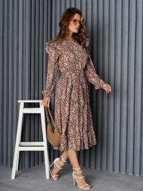 Платье миди ISSA Plus модель 14189_brown Фото