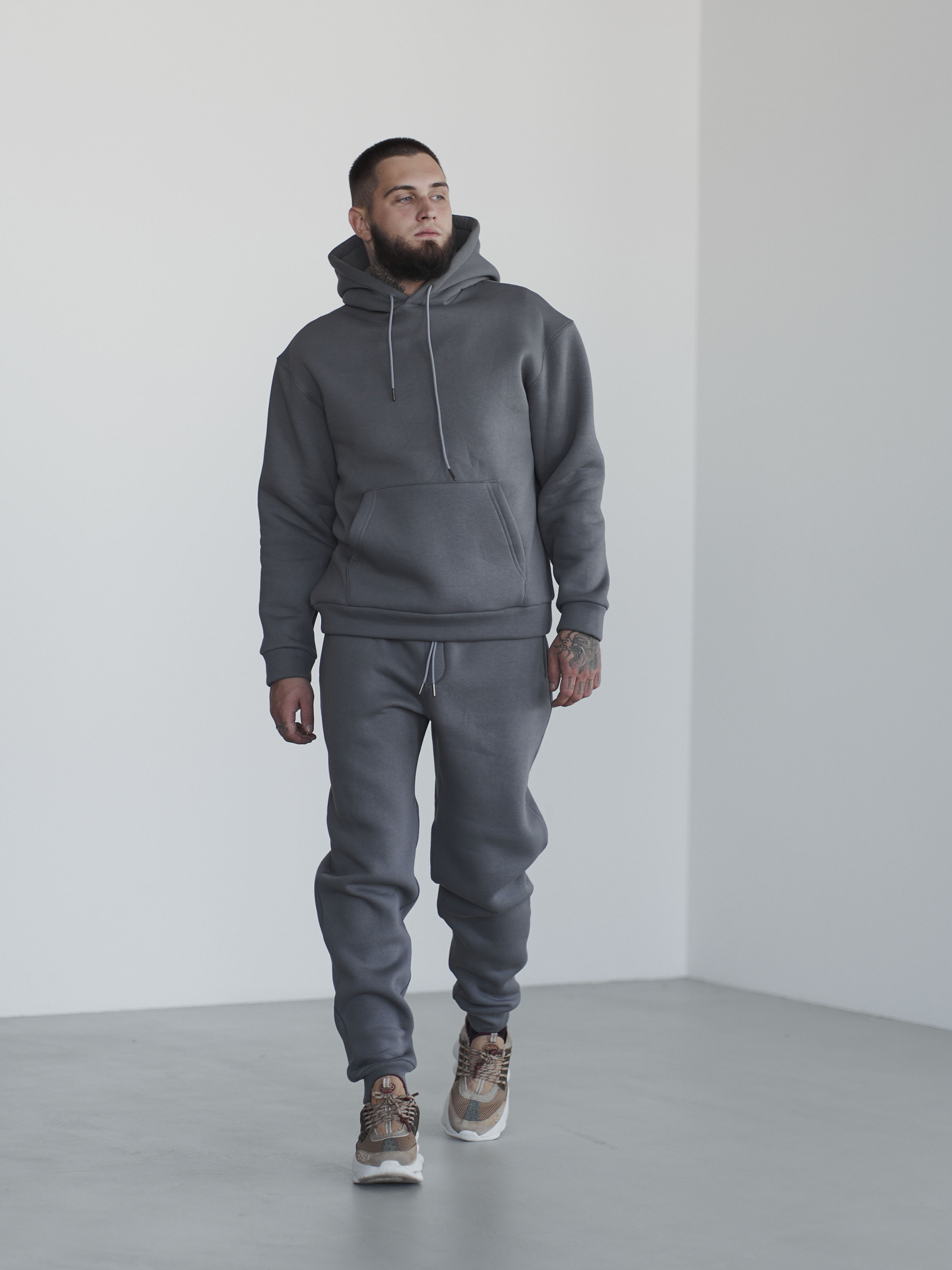 Чоловічий Спортивний костюм HANDY WEAR Hood (3029-0) колір темно-сірий, матеріал бавовна/поліестер