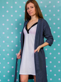 Домашний костюм Носи своє модель 8000-002-molochnij-chornilxno-sinj Фото