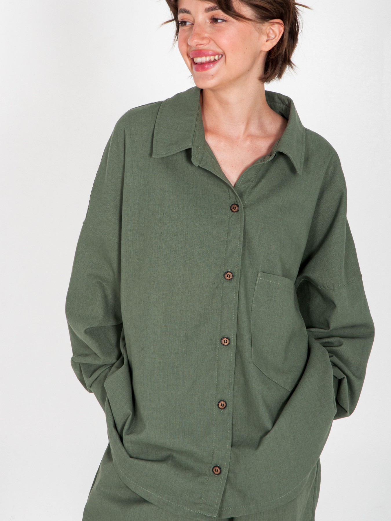 Сорочка повсякденна IJ модель ij-sorochka-linen-haki Сорочка повсякденна IJ модель ij-sorochka-linen-haki Фото