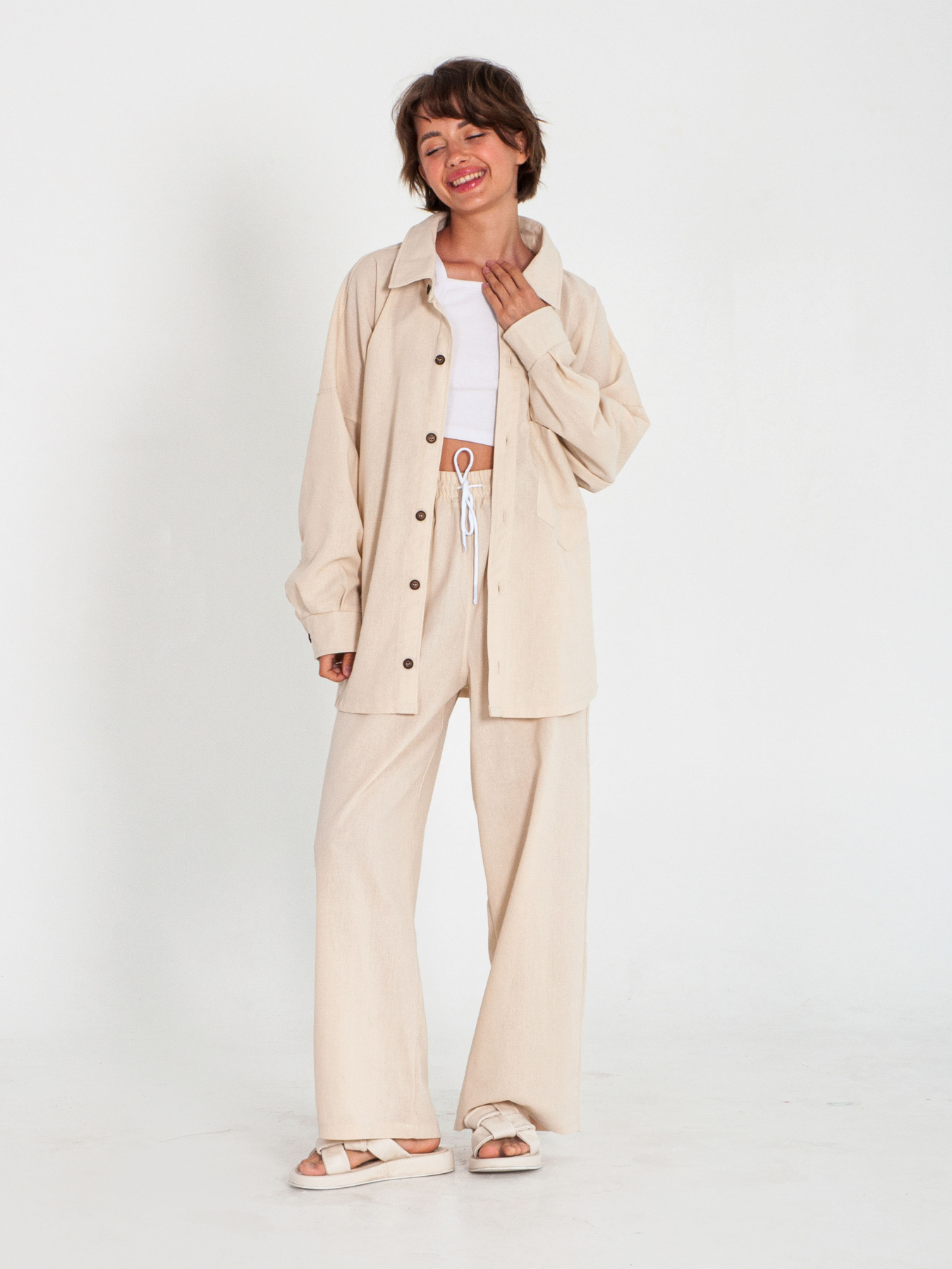 Рубашка IJ модель ij-sorochka-linen-bej Фото