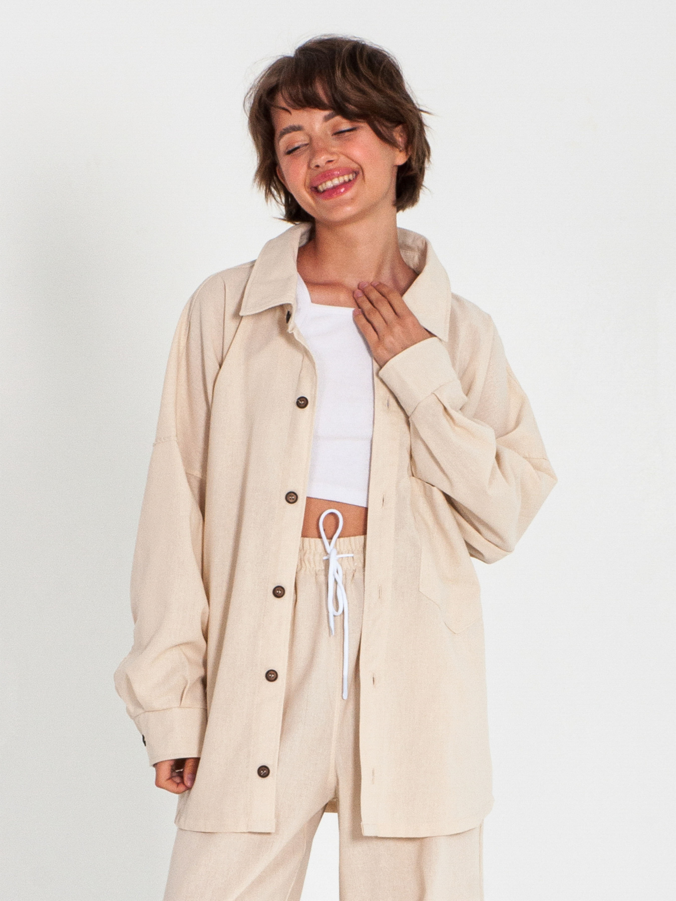 Сорочка повсякденна IJ модель ij-sorochka-linen-bej Сорочка повсякденна IJ модель ij-sorochka-linen-bej Фото