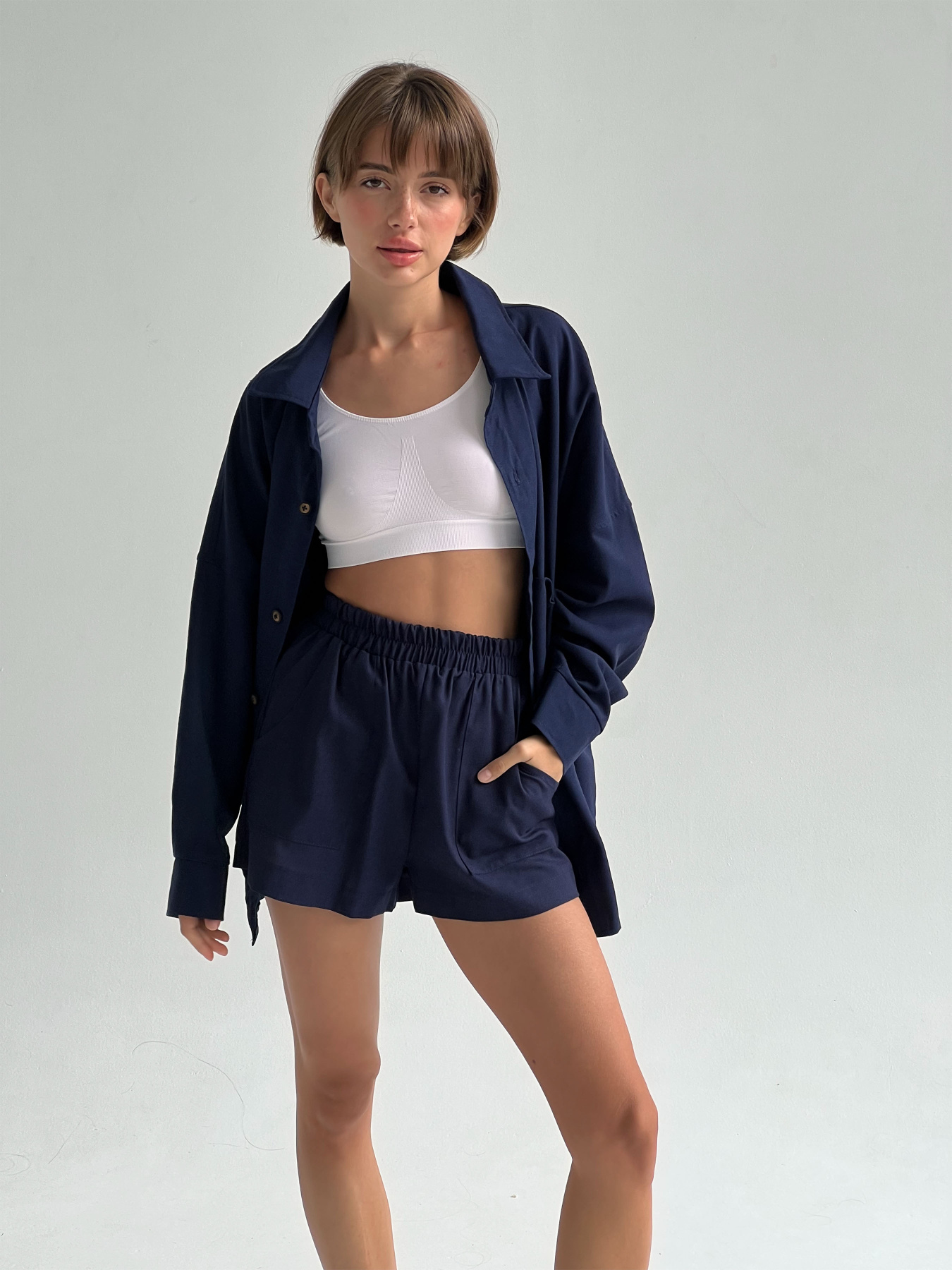 Рубашка IJ модель ij-sorochka-linen-navy Фото