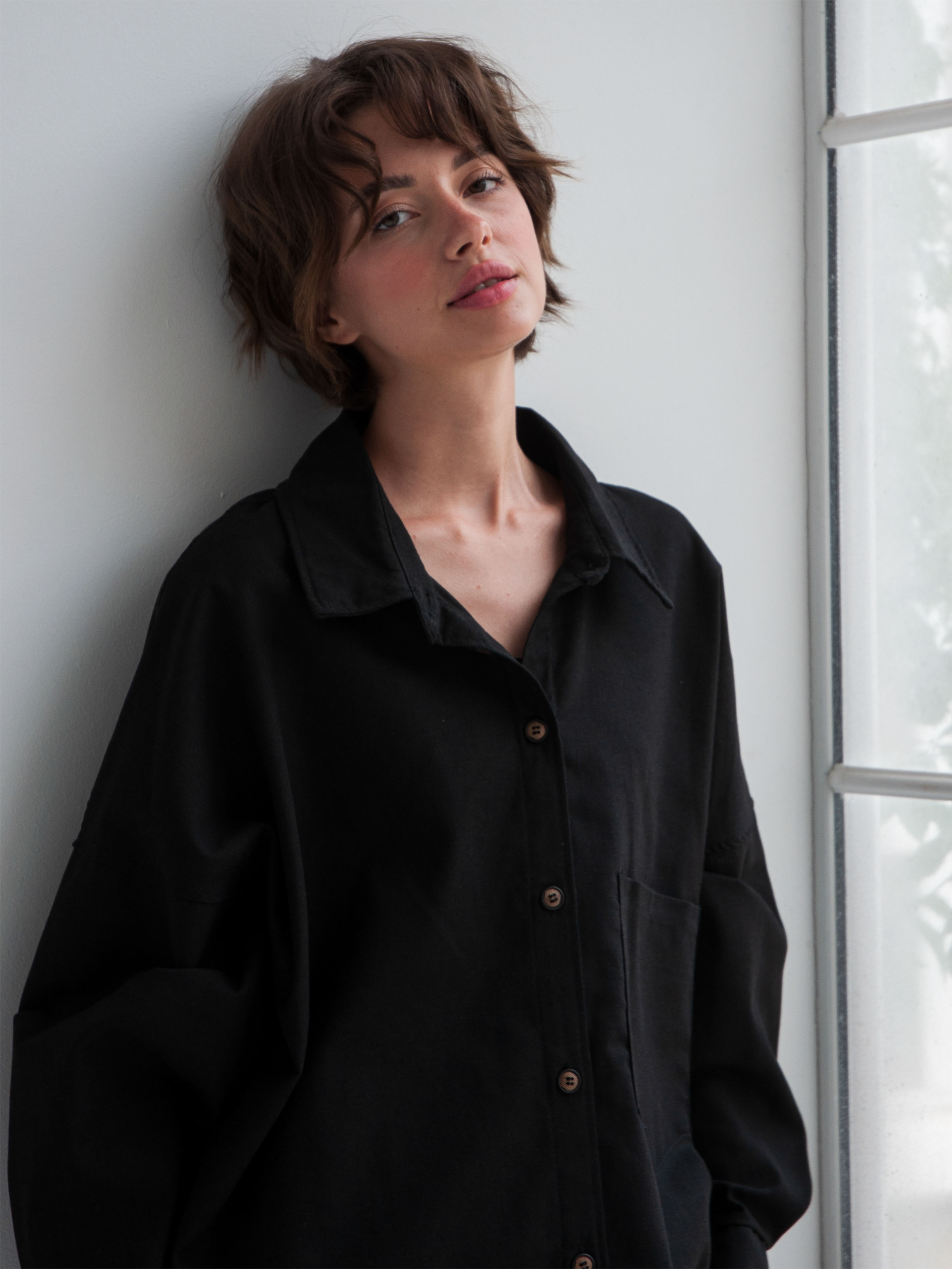 Сорочка IJ модель ij-sorochka-linen-black Фото