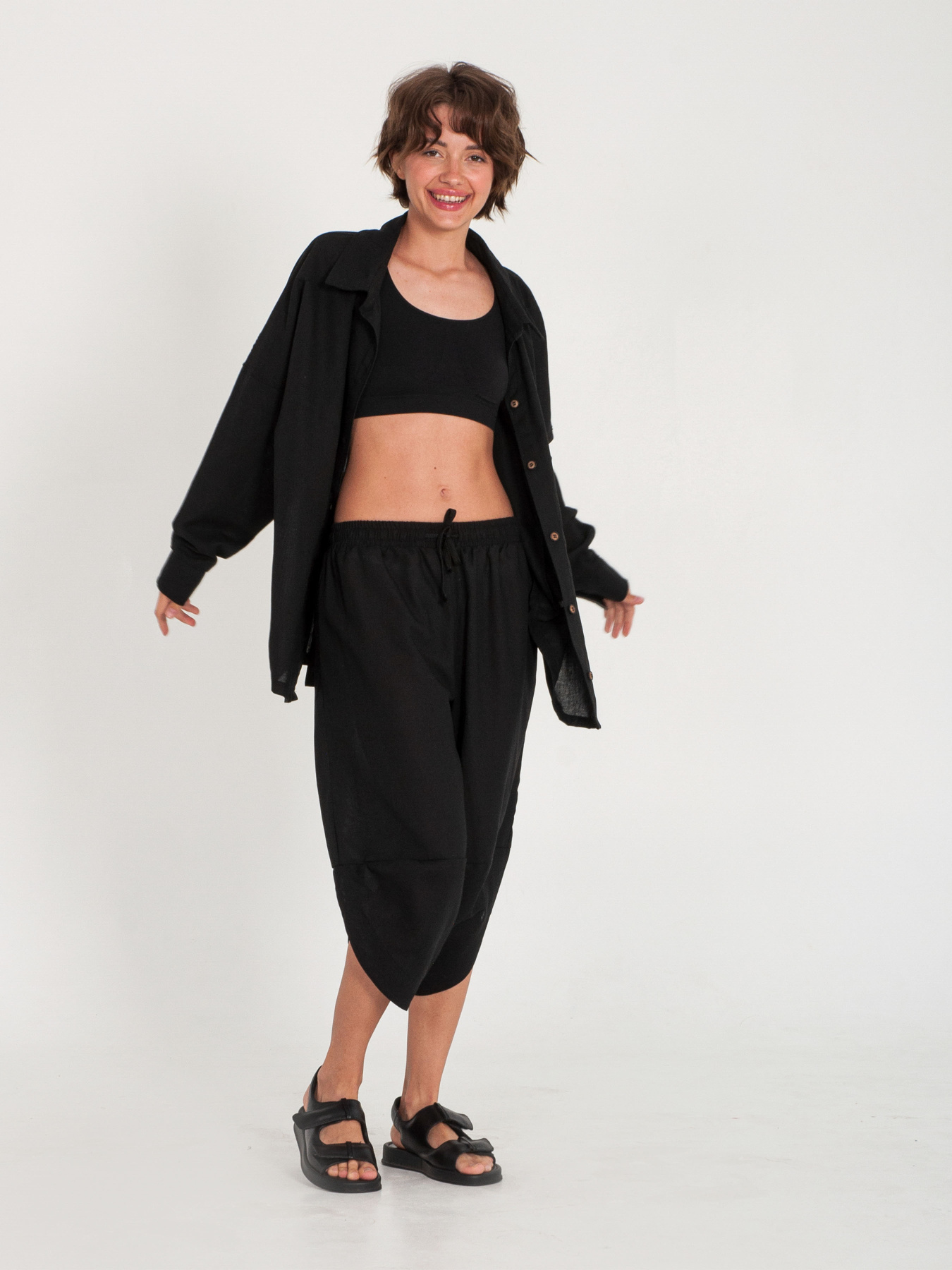 Сорочка IJ модель ij-sorochka-linen-black Фото