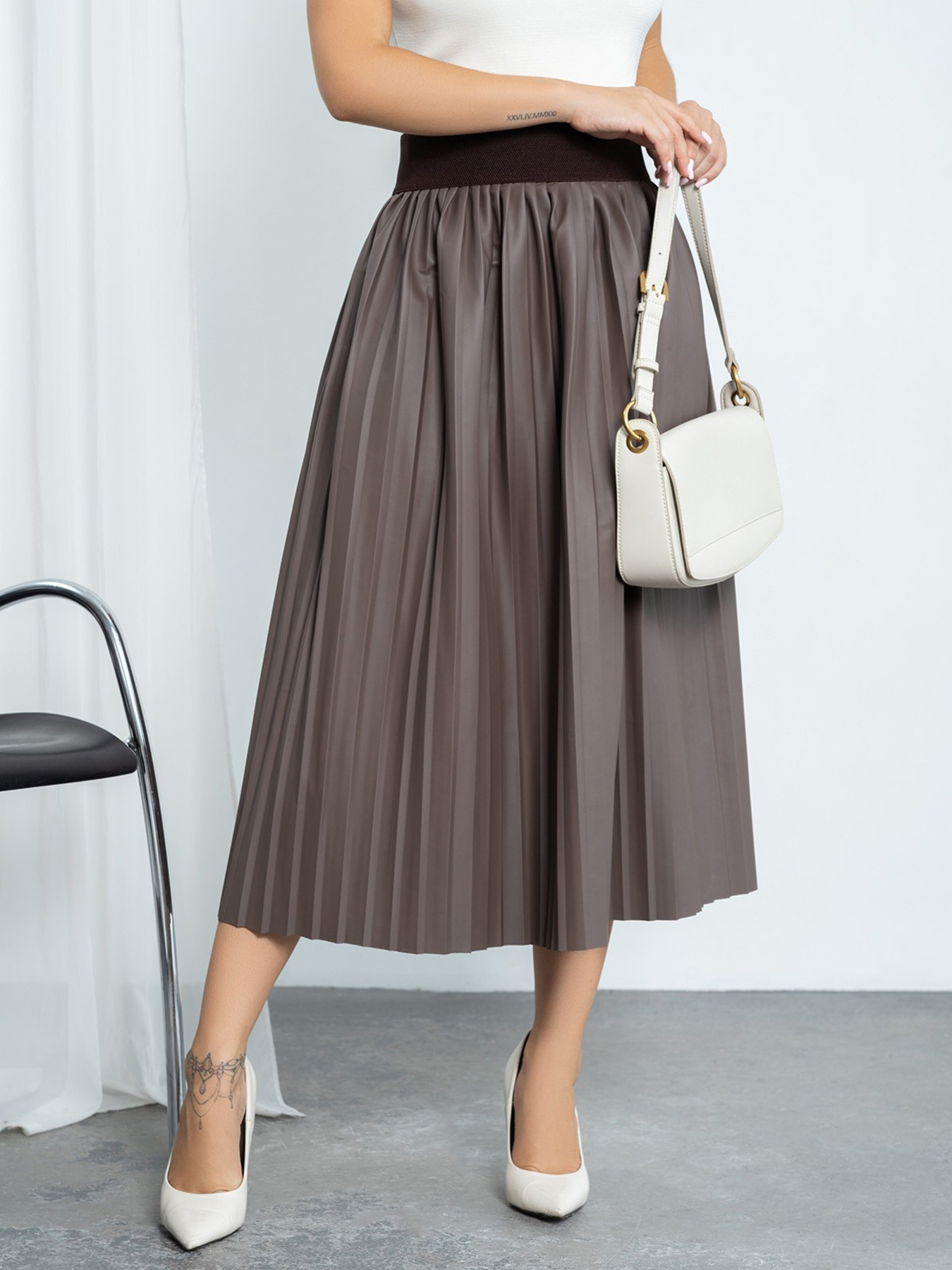 Юбка миди ISSA Plus модель 11451_brown Фото