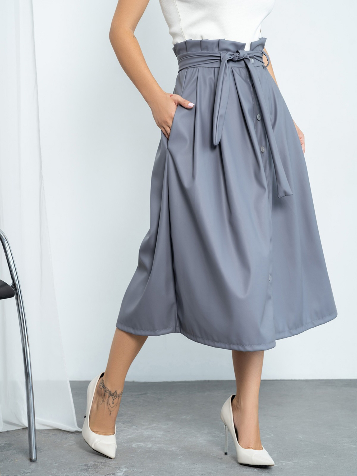 Юбка миди ISSA Plus модель 13140_gray Фото